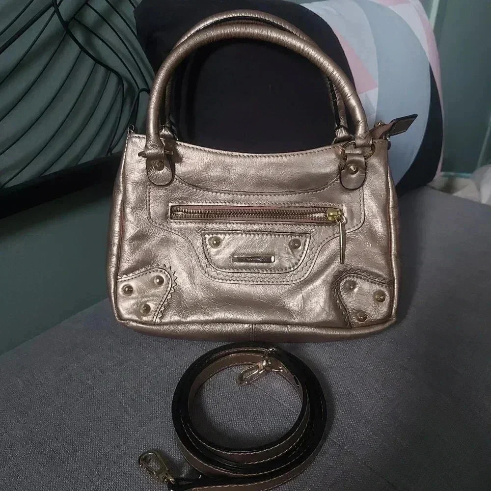 Claudio Ferrici | Mini Moto Bag Champaing Color Leather with Gold Hardware